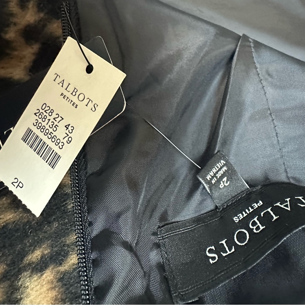 Talbots Leopard Print Pencil Skirt Wool Blend Size 2P Petite NWT - Picture 7 of 10